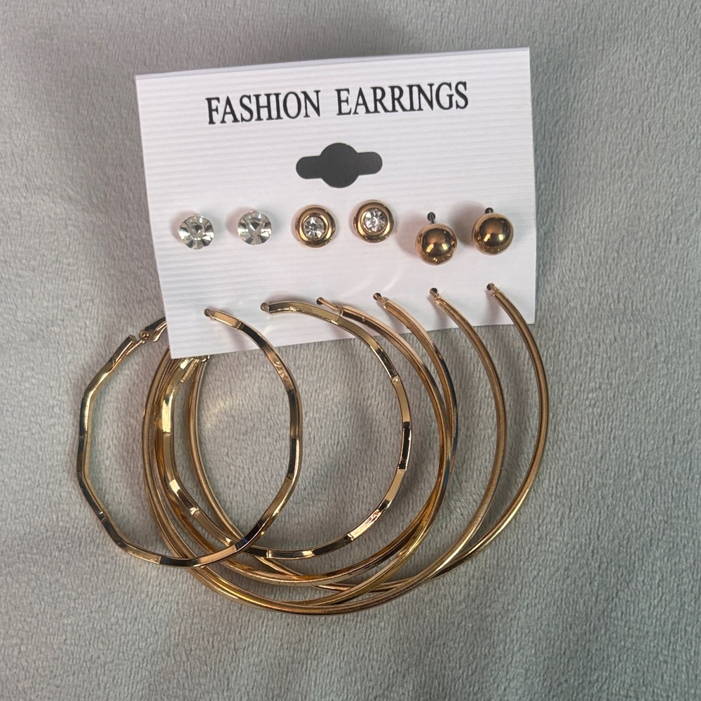 Elegant Gold and Silver Hoop Earrings Set